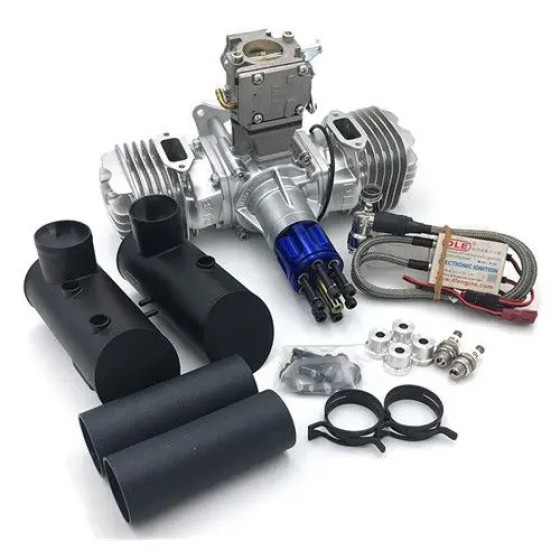 DLE130 RC Model Gasoline Engine 130CC Displacement Dual Cylinder Two Strokes Air Cooling Hand Start